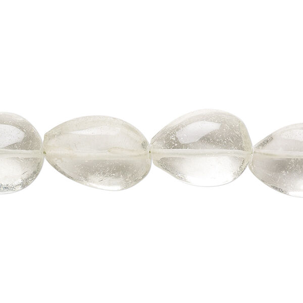 Green quartz 1pkg1, hand-cut puffed teardrop bead C grade, 8 inch 12x10mm-17x12mm image number 0