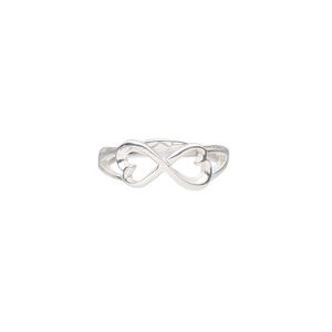 Ring, sterling silver, 7.5mm wide with infinity heart design, size 7. Sold individually.