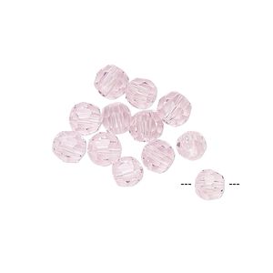 Bead 12pk rose, Asfour Crystal 5mm faceted round