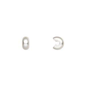 Crimp cover, silver-plated brass with satin finish, 5mm round. Sold per pkg of 10.
