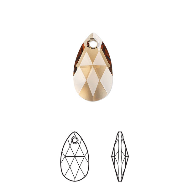 Drop 1pkg2 light smoked topaz, Crystal Passions® Regenerated 16mm pendant pear 6106 image number 0
