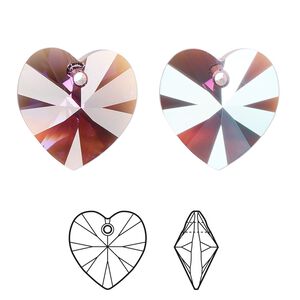 Drop 72pk amethyst shimmer, Swarovski® 18mm pendant heart 6228