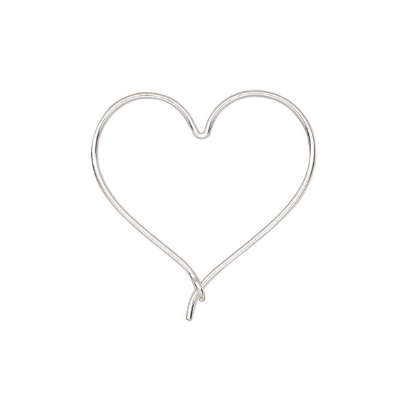 Ear wire, Create Compliments®, sterling silver, 26.5x24mm open heart hoop, 21 gauge. Sold per pair. image number 0