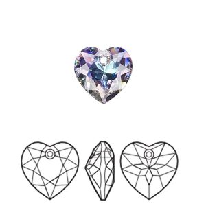 Drop 48pk crystal vitrail light P, Swarovski® 10.5mm pendant heart cut 6432
