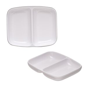 Tray, acrylic, white, 3-1/4 x 2-1/2 x 1/2 inch rectangle with 2 compartments. Sold individually.