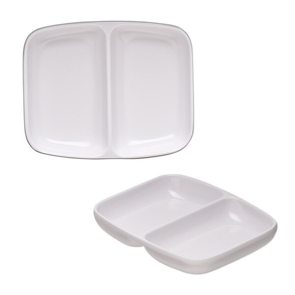 Tray, acrylic, white, 3-1/4 x 2-1/2 x 1/2 inch rectangle with 2 compartments. Sold individually. image number 0