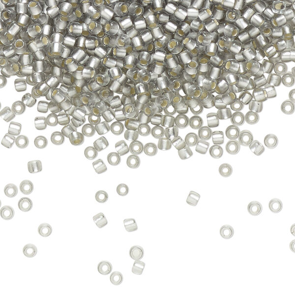 Seed bead, TOHO BEADS®, glass, pkg/250g, #11 round, translucent silver-lined frosted black diamond (TR-11-29AF). image number 0