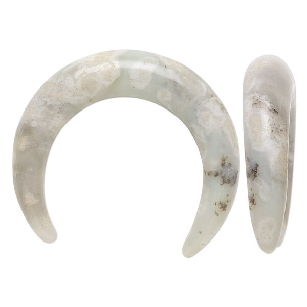 Peace "jade" 1pkg1, hand-cut undrilled naja moon focal natural B grade, 32x28mm-34x30mm / 7-8mm thick image number 0