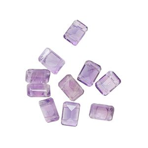 Amethyst 1pkg10, hand-cut double-drilled faceted emerald-cut bead natural 7x5mm