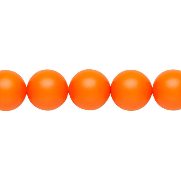 Pearl 25pk neon orange, Crystal Passions® 10mm round 5810 image number 0
