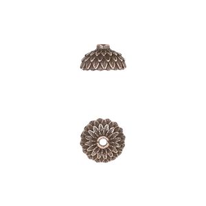 Bead cap, TierraCast®, antique copper-plated pewter (tin-based alloy), 9.5mm round with acorn cap design, fits 8mm bead. Sold per pkg of 20.