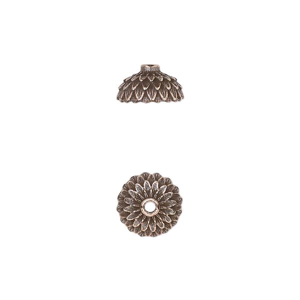Bead cap, TierraCast®, antique copper-plated pewter (tin-based alloy), 9.5mm round with acorn cap design, fits 8mm bead. Sold per pkg of 20. image number 0
