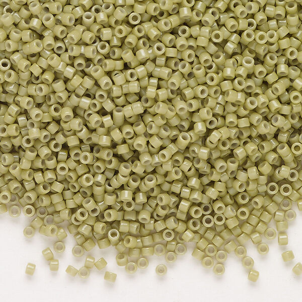 Seed bead, Delica®, glass, pkg/250g, #11 round, Duracoat® opaque outside dyed cactus (DB-2124). image number 0