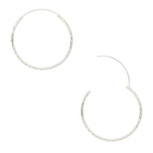 Earring hoop 1pkg2 sterling silver, 40mm diamond-cut round / endless loop, 1 pair