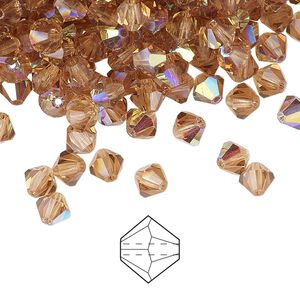Bead 144pk light Colorado topaz AB, Preciosa Czech crystal 5mm bicone