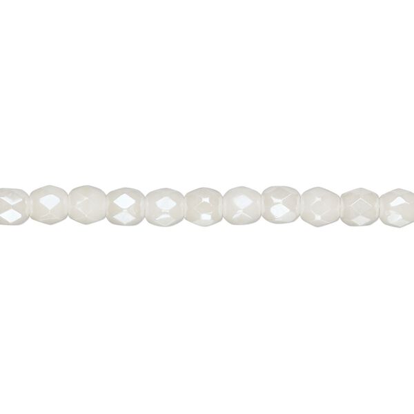 Bead, Czech fire-polished glass, light ivory luster, 4mm faceted round. Sold per 15-1/2" to 16" strand, approximately 100 beads. image number 0