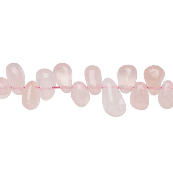 Rose quartz 1pkg1, hand-cut top-drilled teardrop bead 14 inch 7x5mm-11x6mm image number 0