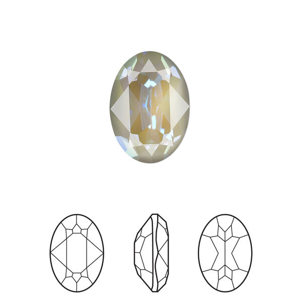 Fancy stone 144pk crystal serene gray DeLite, Swarovski® 14mm oval 4120 image number 0