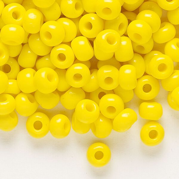Seed bead, Preciosa Ornela, glass, opaque lemon yellow, #2 rocaille. Sold per 500-gram pkg. image number 0