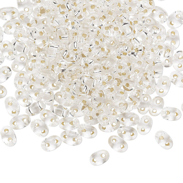 Seed bead, Preciosa Twin™ Czech glass, pkg/250g, 5x2.5mm oval, transparent silver-lined clear, (78102). image number 0