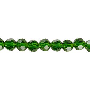 Bead 1pk 32 facets transparent emerald green, Celestial Crystal® 6mm round 15.5-16 inch