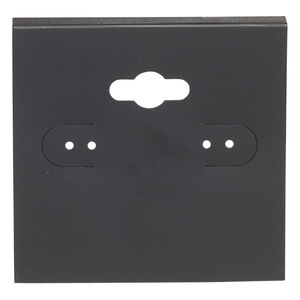 Earring card, PVC plastic, opaque black, 2x2 inch square. Sold per pkg of 100.