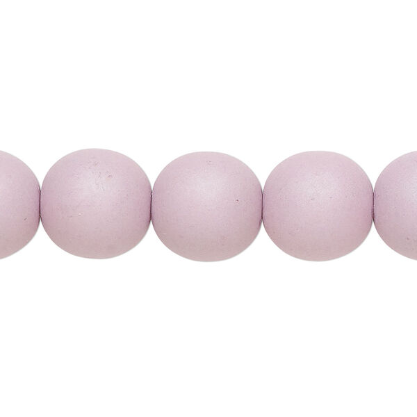 Bead, Czech coated glass, opaque matte mushroom, 12mm round. Sold per 7-inch strand, approximately 15 beads. image number 0
