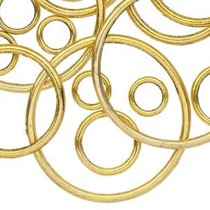 Jump ring, antique gold-finished "pewter" (zinc-based alloy), 8-35mm assorted soldered round, 4.7-30.8mm inside diameter, 12-15 gauge. Sold per pkg of 25.