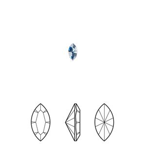 Fancy stone 6pk cool blue foil back, Crystal Passions® Regenerated 5x2.5mm navette 4228