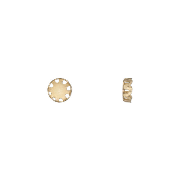 Component, 14Kt gold-filled, 6mm round with 5mm round setting and closed back. Sold per pkg of 2. image number 0