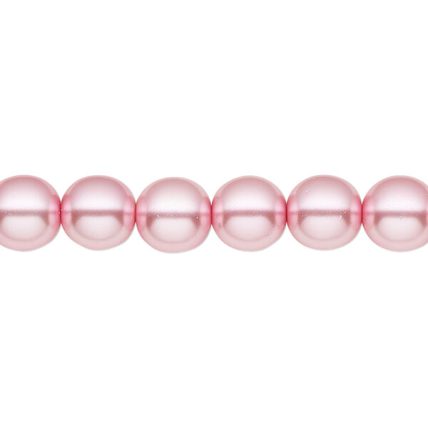 Bead, Czech pearl-coated glass druk, opaque pink, 8mm round. Sold per 15-1/2" to 16" strand. image number 0