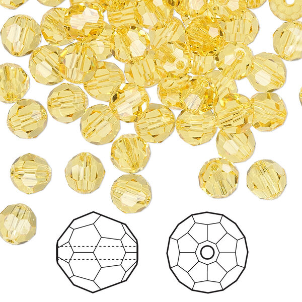 Bead 144pk light topaz, Crystal Passions® 6mm round 5000 image number 0