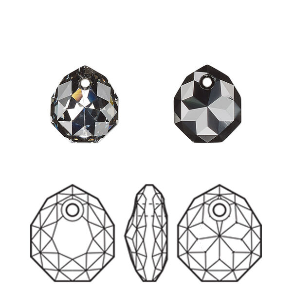 Drop 48pk crystal silver night, Swarovski® 11.5x10mm pendant majestic 6436 image number 0