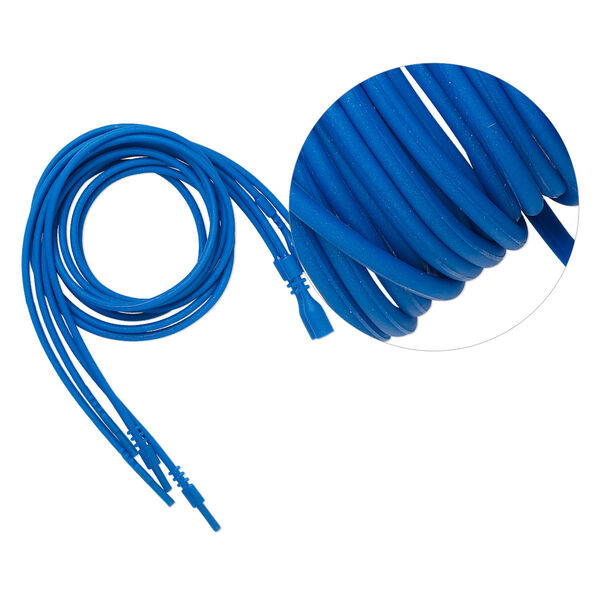 Necklace cord, silicone, opaque blue, 2.2-2.5mm wide, 18 inches with snap closure. Sold per pkg of 4. image number 0