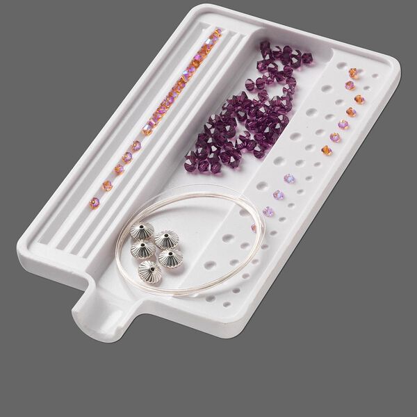 Sorting tray, acrylic, white, 7x4-inch rectangle with funnel. Sold individually. image number 0