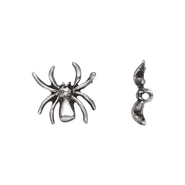 Bead, pewter (tin-based alloy), pkg/1, antiqued, 15mm spider. image number 0
