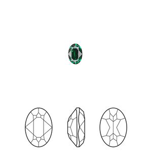 Fancy stone 360pk majestic green foil back, Swarovski® 6x4mm oval 4120