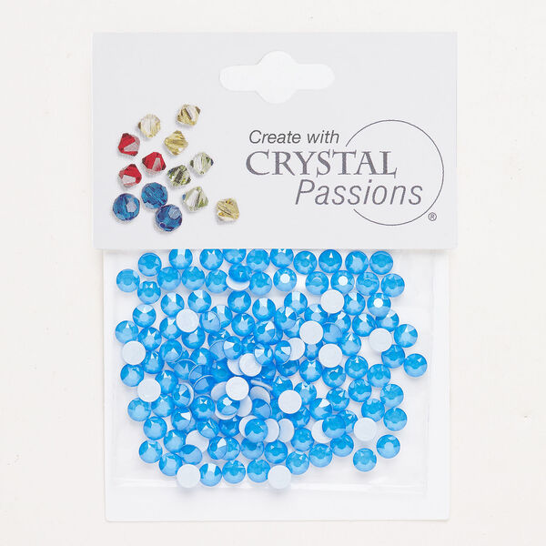 Flat back 1pkg144 electric blue foil back, Crystal Passions&reg; rhinestone 3.80-4.00mm hotfix round SS16 image number 0