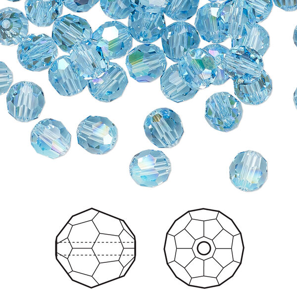 Bead 144pk aquamarine shimmer, Crystal Passions® 6mm round 5000 image number 0