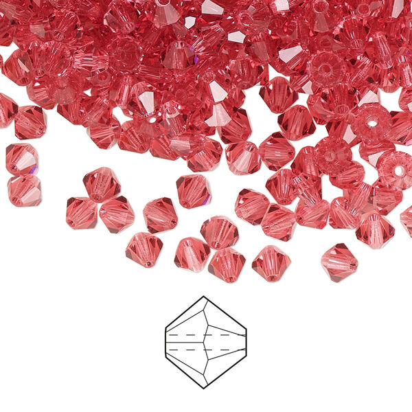 Bead 720pk Indian pink, Preciosa Czech crystal 4mm bicone image number 0