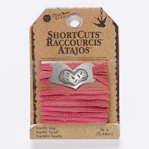 Ribbon, polyester, dark pink ombre, 7/8 inches wide with crinkle. Sold per pkg of 36 inches.