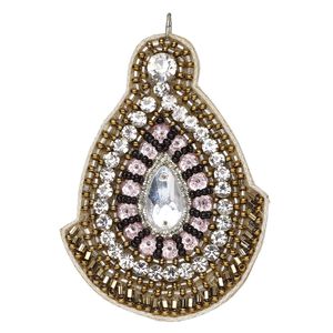 Focal, velveteen / glass / steel, multicolored, 2-4/5x2-inch single-sided overall. Sold individually.