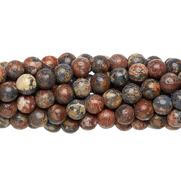 Bead, leopardskin jasper (natural), 4mm round, C grade, Mohs hardness 6-1/2 to 7. Sold per pkg of (10) 15-1/2" to 16" strands. image number 0