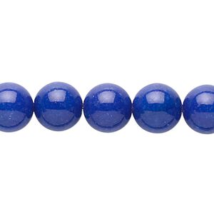 Bead, mountain "jade" (dolomite marble) (dyed), lapis blue, 10mm round, B grade, Mohs hardness 3. Sold per 15-1/2" to 16" strand.