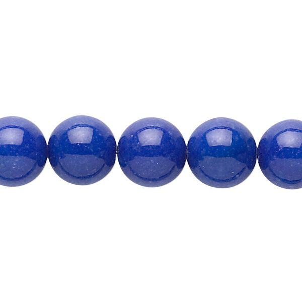 Bead, mountain "jade" (dolomite marble) (dyed), lapis blue, 10mm round, B grade, Mohs hardness 3. Sold per 15-1/2" to 16" strand. image number 0