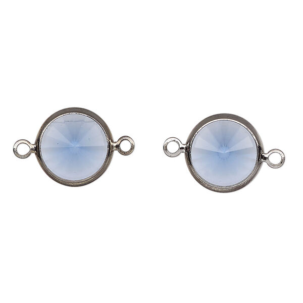 Link, Vintage Crystal™, crystal and gunmetal-plated brass, sapphire, 12mm rivoli. Sold per pkg of 2. image number 0