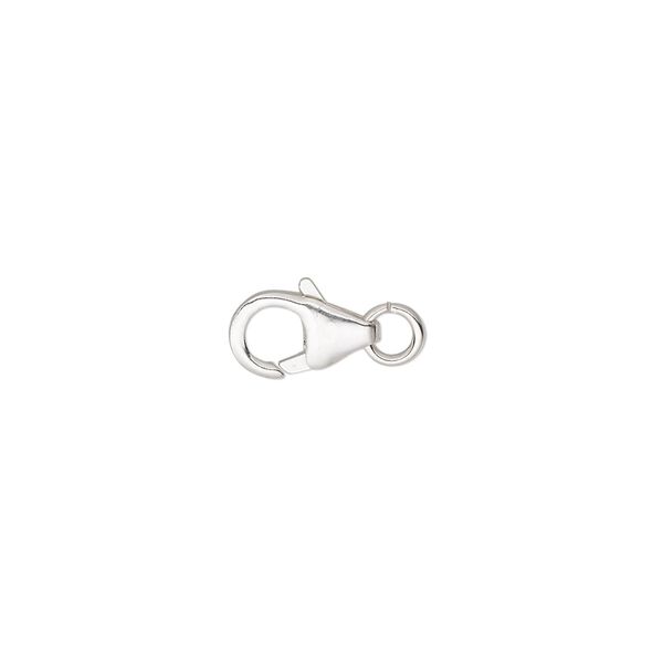 Clasp, lobster claw, sterling silver and steel, 10x6mm with jump ring. Sold per pkg of 10. image number 0