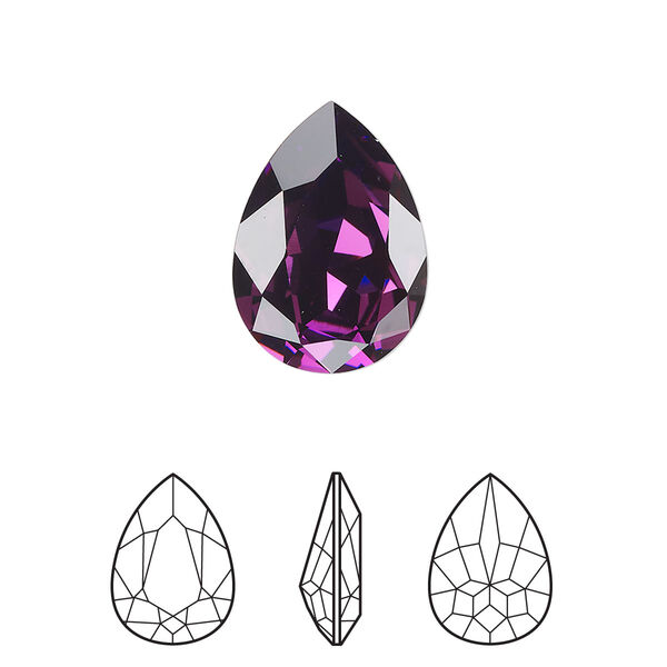 Fancy stone 1pk amethyst foil back, Crystal Passions® 18x13mm pear 4320 image number 0