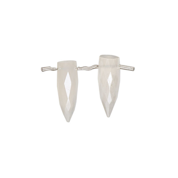 Chalcedony 1pkg2, hand-cut top-drilled AB faceted spike bead B grade, 16x6mm image number 0
