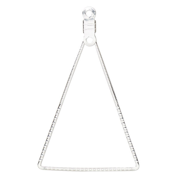 Beading hoop, silver-plated steel, 39.5x39.5x25mm single-sided open triangle with notched design and closed loop. Sold per pkg of 10. image number 0